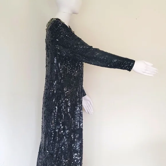 Mac Duggal Black Sequined Column Gown - Picture 7 of 16